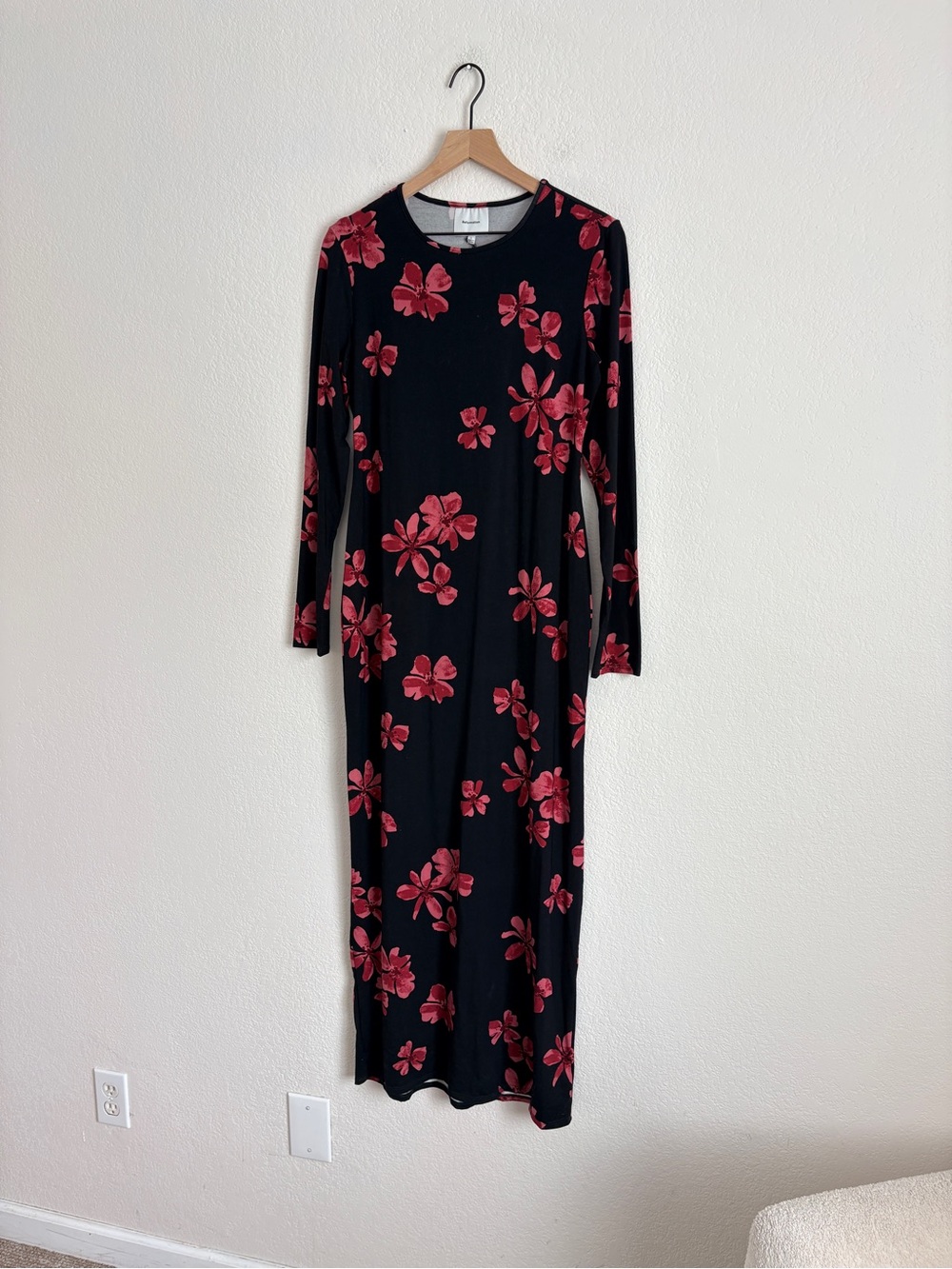 Reformation Black Maxi Dress with Red Floral Print - Picture 9 of 11
